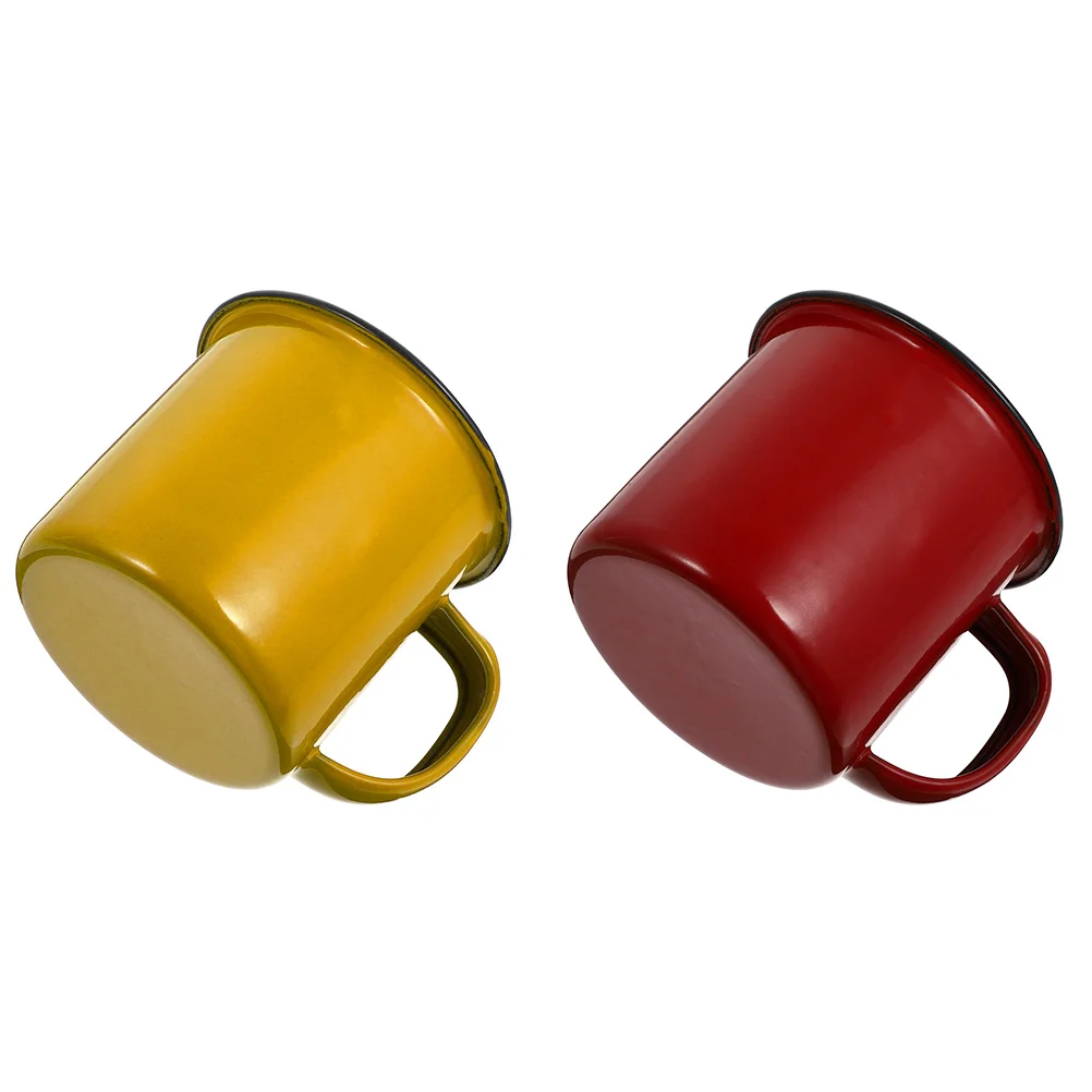 2 Pcs Colored Enamel Mug Espresso Concentrate Tea Cup Coffee Water Beer Small Office