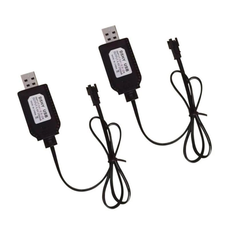 Set Of 2 4.8V USB Cable With SM2.0 2P Connectors With Overloads Protections For NiMH Batteries In Car And Trucks Cord