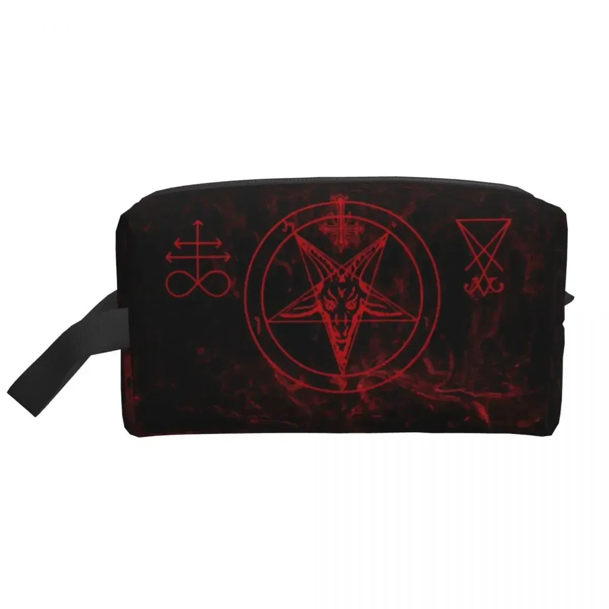 Baphomet Leviathan Cross Toiletry Bag for Women Devil Satanic Cosmetic Makeup Organizer Ladies Beauty Storage Dopp Kit Box