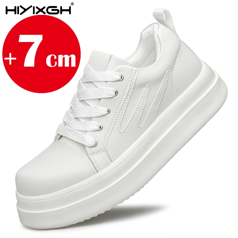 

Invisible Height Increasing Shoes For Men 7CM Lift Genuine Leather Casual Sneakers Comfortable Thick Sole Outdoor Walking Shoes
