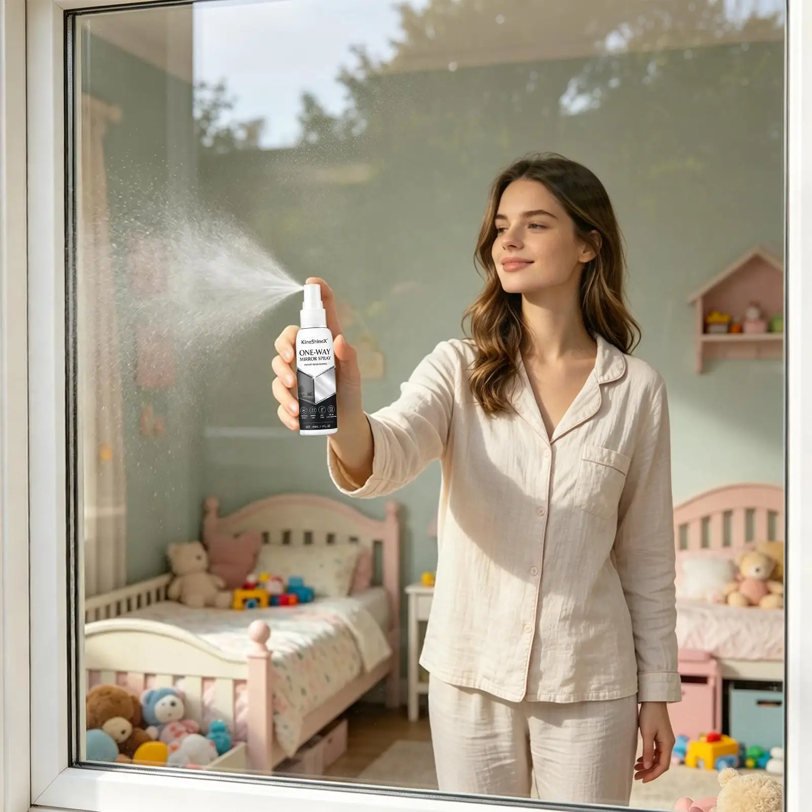 Window Privacy Spray 30ML Reflective Glass Coating Anti-Peep Mirror Effect Film Mist for Window Door Bathroom Partition