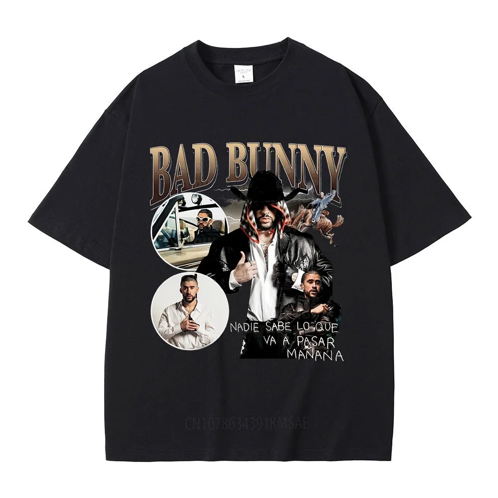 Rapper Bad Bunny Nadie Sabe Lo Que Va A Pasar Mãnana Graphic T-shirt Men's Hip Hop Vintage Short Sleeve Oversized T Shirts