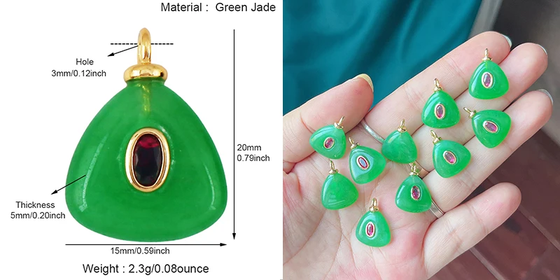 Jade Achat Amethyst Amazonit Wasser Gras Lapis Lazuli Charm Anhänger, 18K echt vergoldet Schmuck für Halskette Handwerk Herstellung S79 – Detail 4
