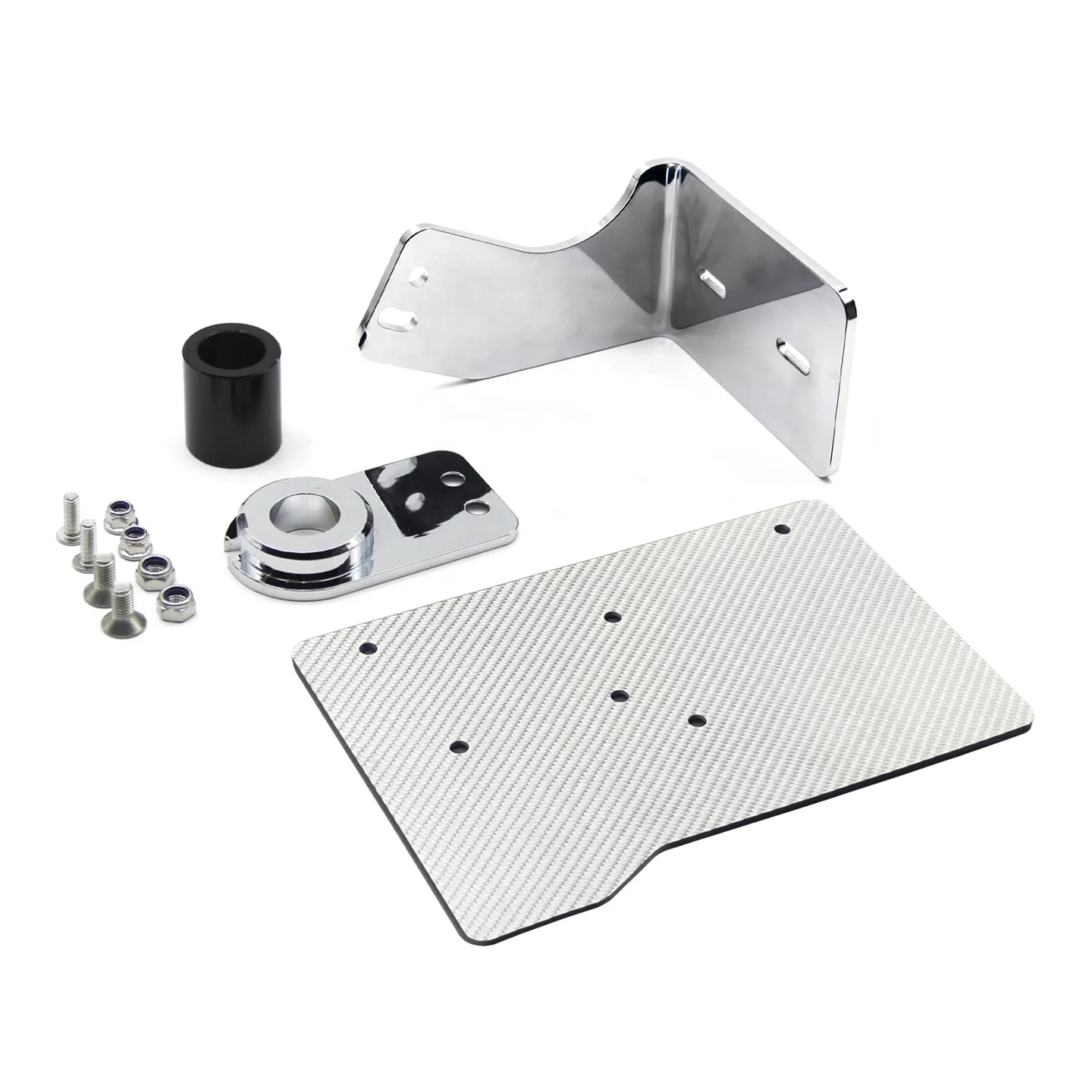 Chiefdom Soporte de placa de matrícula de montaje lateral izquierdo de aluminio negro/cromo 2018-UP Softail Boy/Street Bob/Breakout