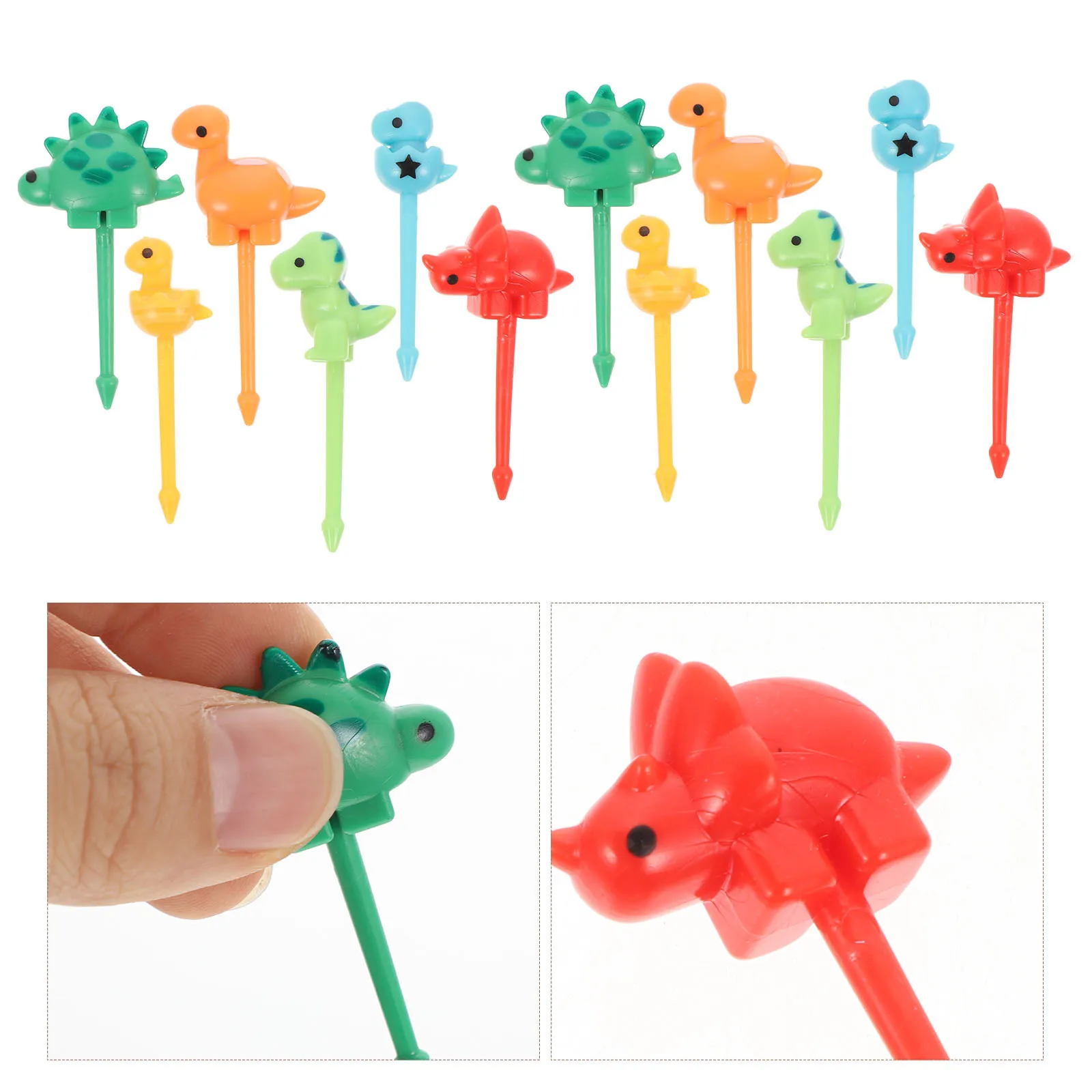 

18pcs Cartoon Food Picks Dinosaur Themed Fruit Picks Reusable Abs For Party Appetizer Dessert Snack Sticks Kitchen Bar