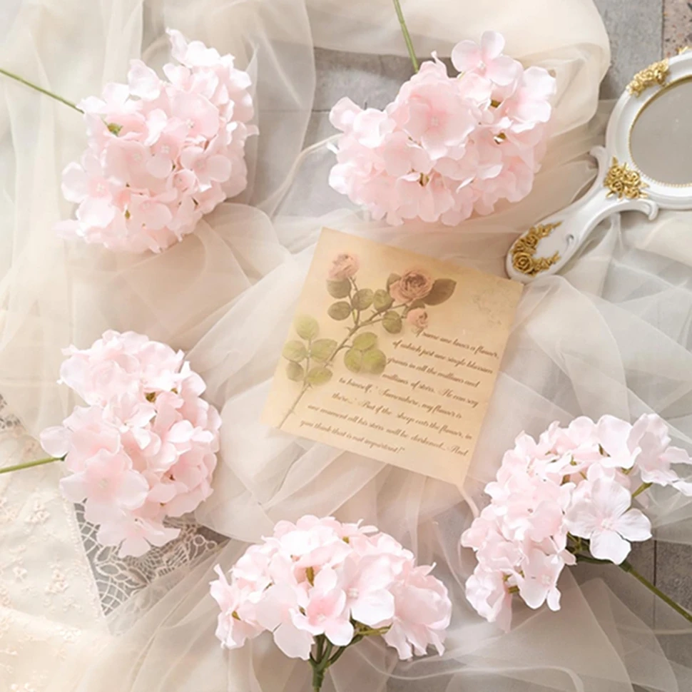 

5/10pc Artificial Flower Silk Hydrangea Combination Garden Wedding Bridal Bouquet Home Decorative Plants Festive DIY Centrepiece