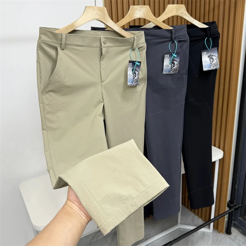 

Легкие дышащие водонепроницаемые мужские повседневные брюки для занятий спортом на открытом воздухе, весенне-летние тонкие эластичные походные брюки с прямыми штанинами