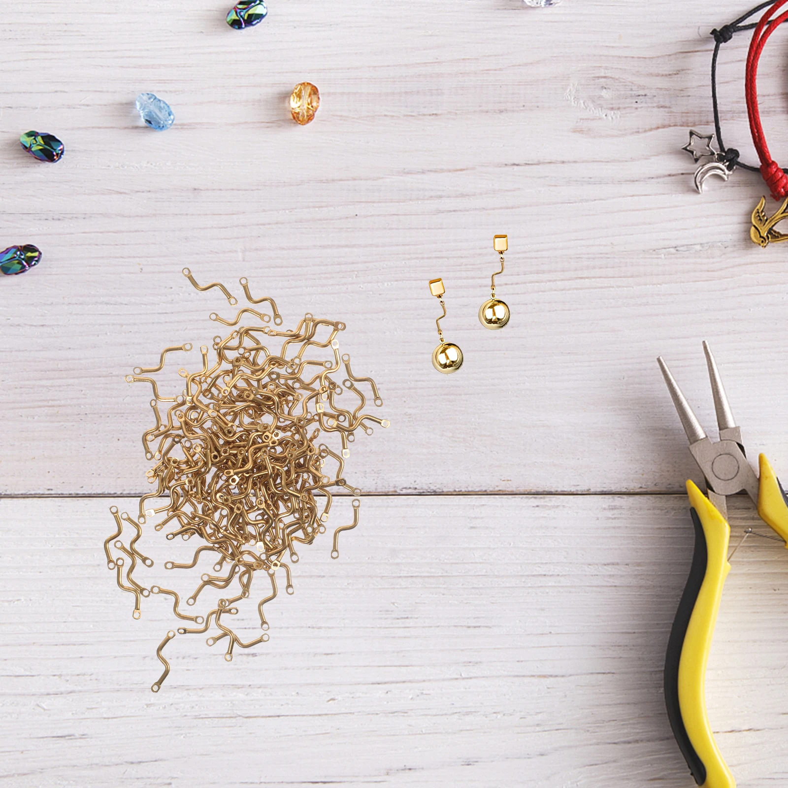 

150pcs Shaped Brass Connectors for Necklace Earrings DIY Jewelry Making Parts Craft Jewelry Connecting Sticks Accessories
