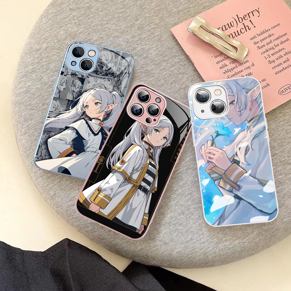 Anime Frieren Beyond Journeys End Phone Case Tempered Glass For Iphone 14 13 12 11 Pro Mini XS MAX 14Plus X XS XR Cover