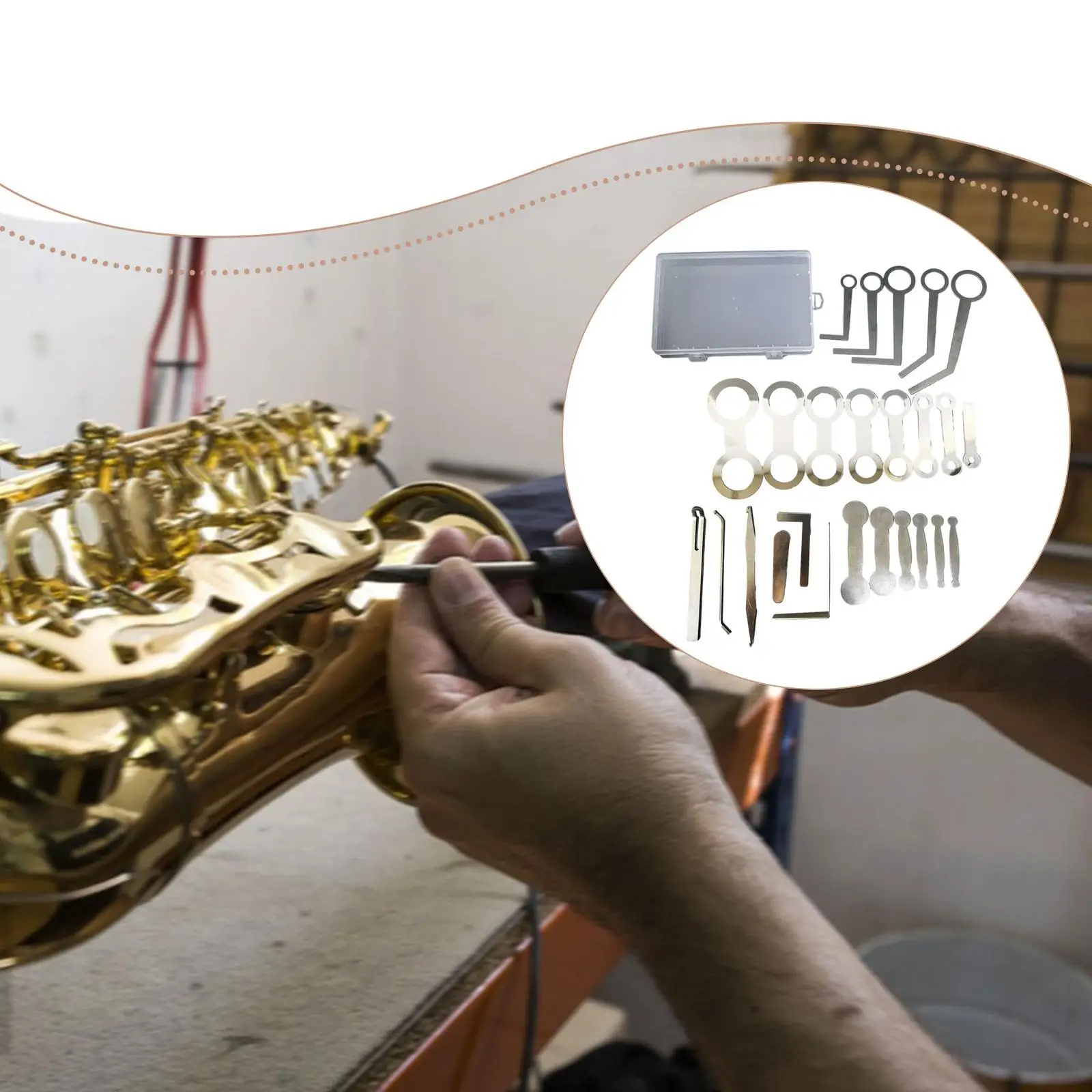 

Complete Saxophone Maintenance Accessory Set with Storage Case for Alto Saxophone Pad Replacement Repair Musical Instruments