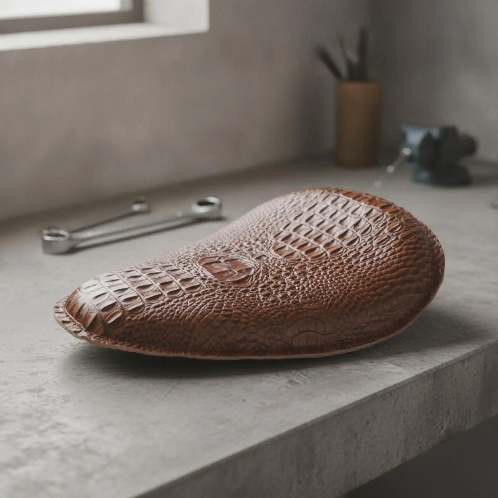 Solo Motorcycle Seat Cushion Leather Saddle with Contoured Shape and Raised Back for Custom Cruiser Bobber Comfortable Riding