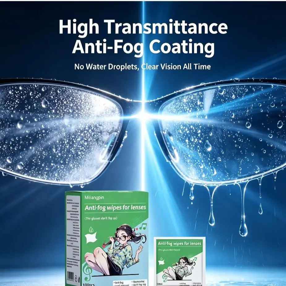 Long-lasting anti-fog and anti-dust eyeglass cleaning wipes; individually wrapped for easy carrying and storage;