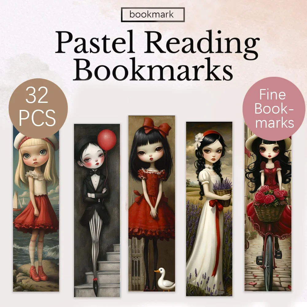 32pcs,literary dark fairy tale theme Bookmarks, Christmas, Teacher Gift, Back-To-School Holiday Gifts, Creative Artistic Designs
