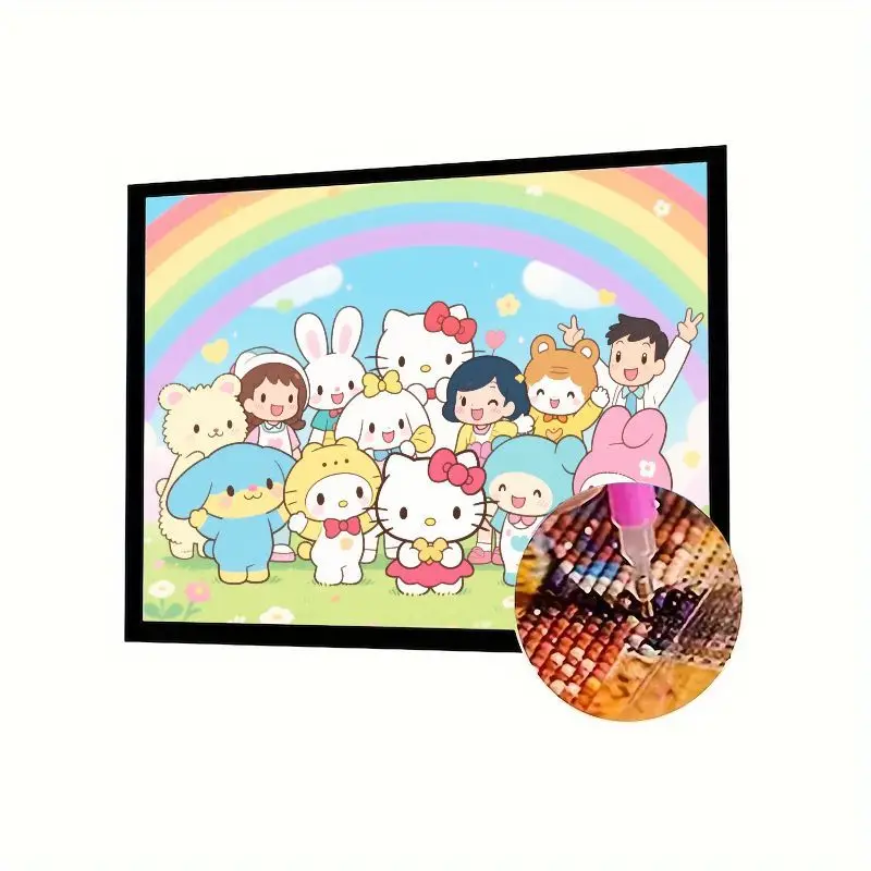 

1 комплект Sanrio Hello Kitty & Friends Rainbow Gathering 5D Full Drill Diamond Painting Kit - Cute Cartoon Kawaii DIY Sparkle Gem Ar