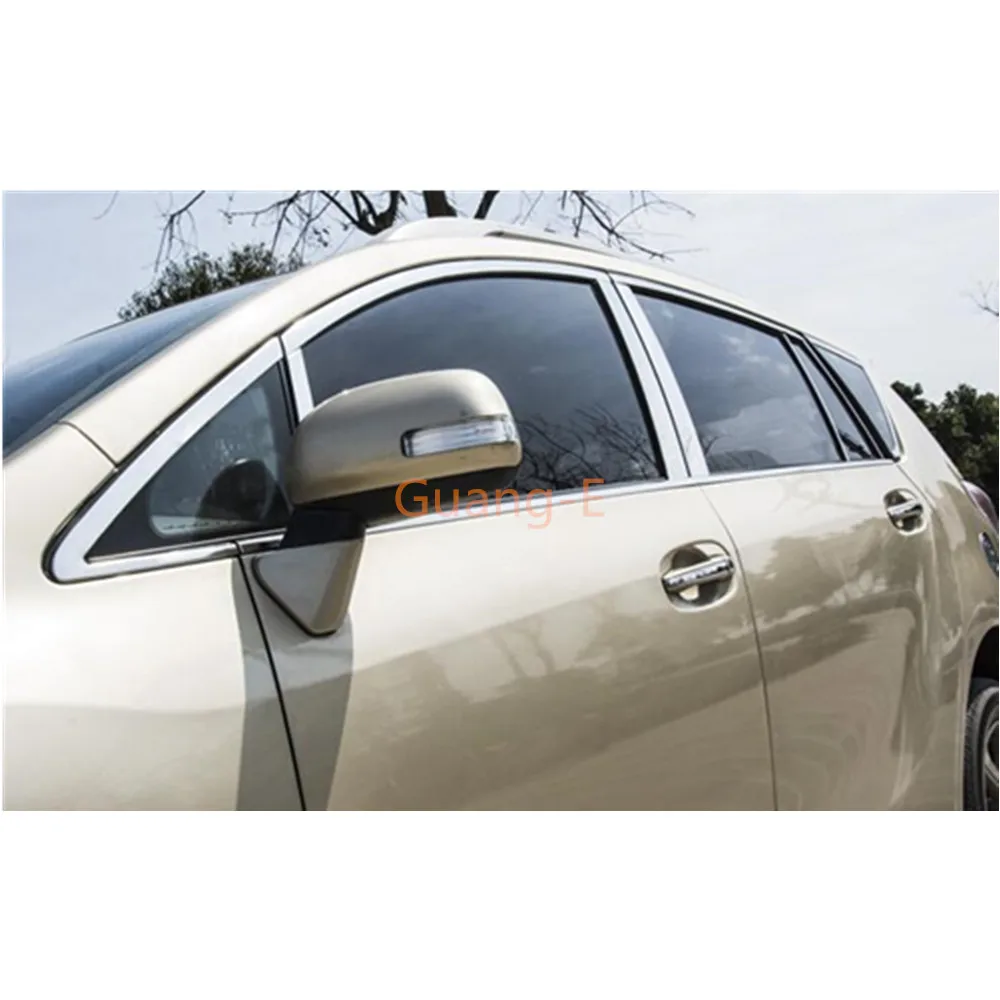 Car Stick Stainless Steel Glass Window Garnish Pillar Middle Column Strip Trim For Toyota EZ Verso 2011 2012 2013 2014 2015 2016