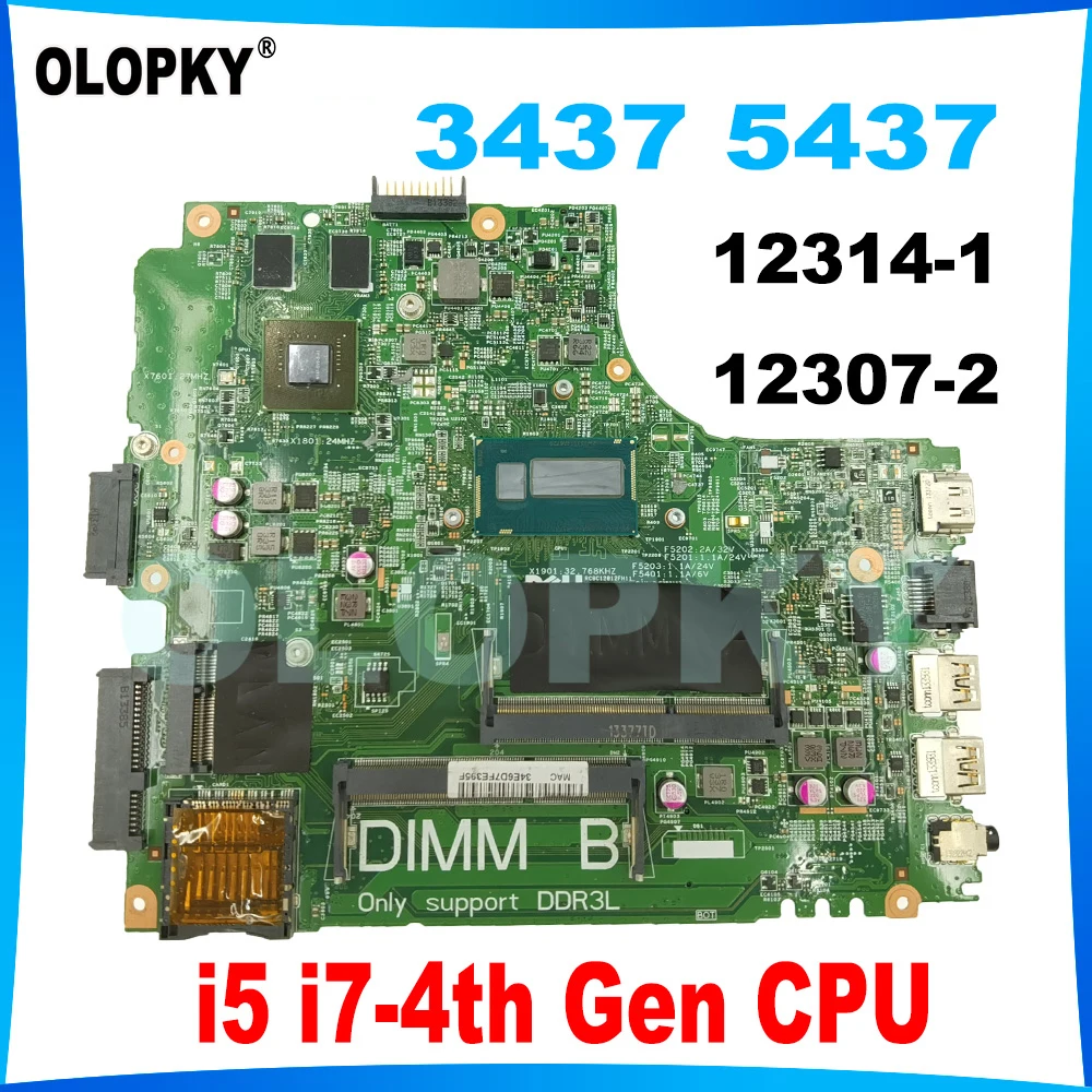 

12314-1 12307-2 for Dell 14R 3437 5437 Laptop Motherboard with i5-4200 i7-4500 CPU GT720 GT740 GT750 GPU 100% test