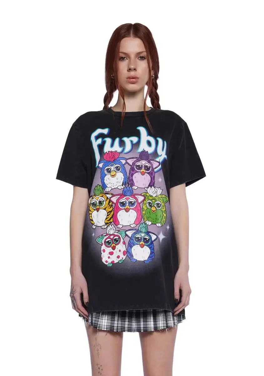 Furby T-Shirt Women 100% Cotton Plus Size Fashion O-Neck Casual Streetwear Harajuku Vintage Cool Oversized Unisex Tees