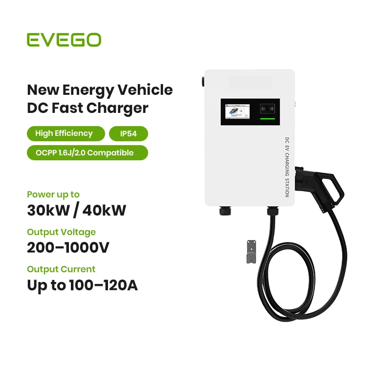 New Wall-Mount DC CCS1 Fast EV Charger 20kW Commercial Vehicle Charging Station with 5-inch Touch Screen 2-Year Warranty