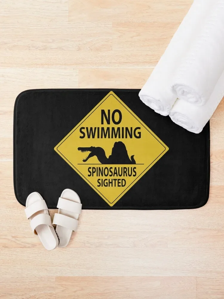 No Swimming - Spinosaurus Sign Bath Mat Mats For Bathroom And Toilet Carpets For The Bathroom Showers Floors Mat