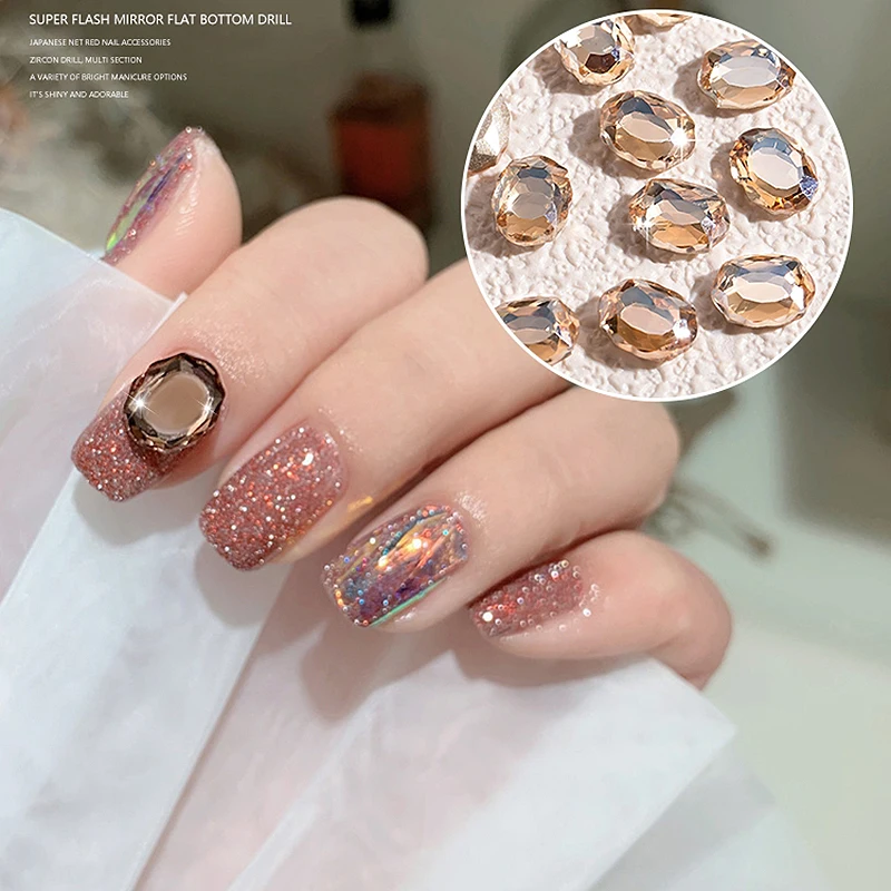 レースオーバルマジックミラーネイルアートラインストーン平底色ガラスクリスタル 3D マニキュア DIY 装飾アクセサリー