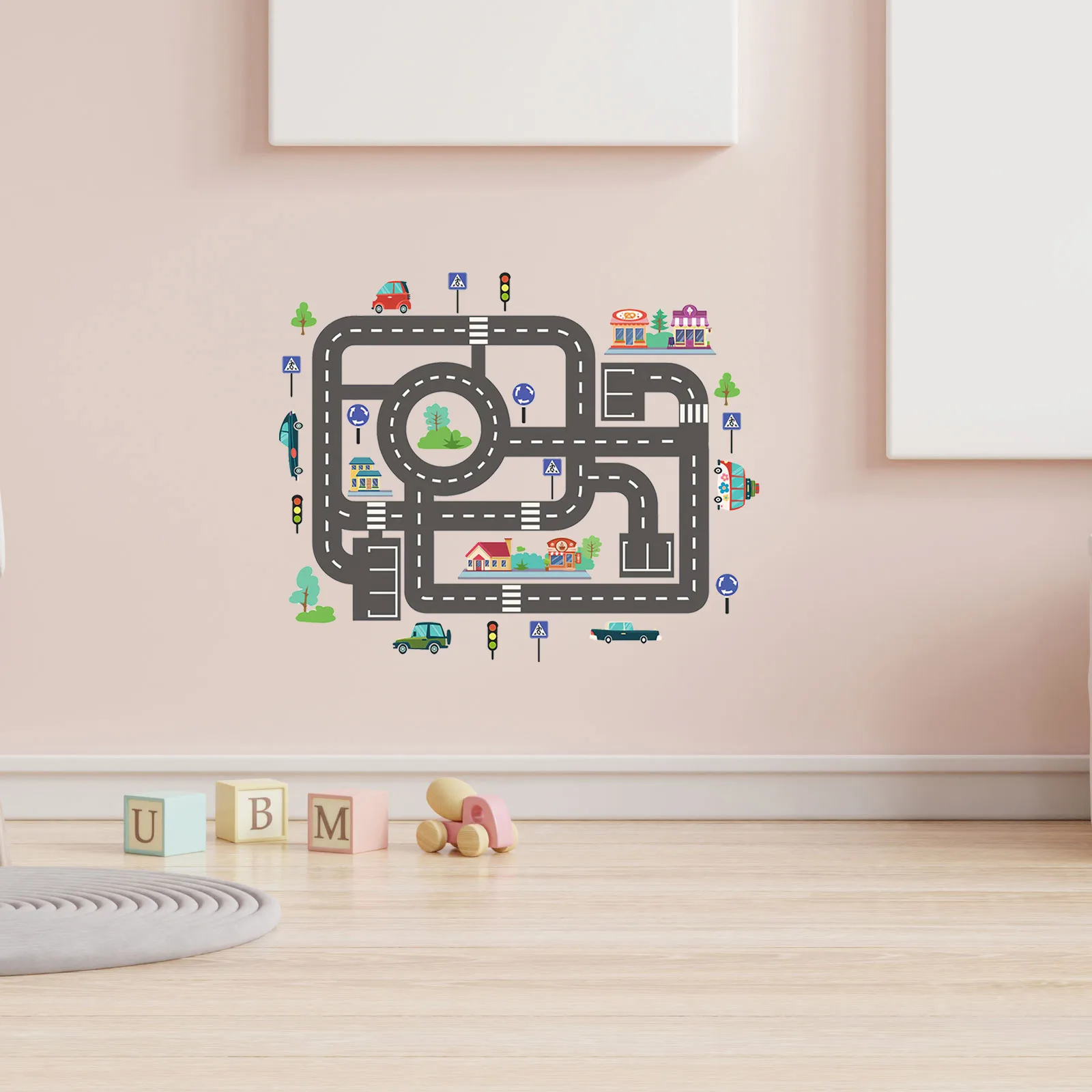 

Cartoon Car Rail Stickers Kids Bedroom Decor Removable Wall Decals Playroom Stickers Durable Easy Install Peel Stick Kids