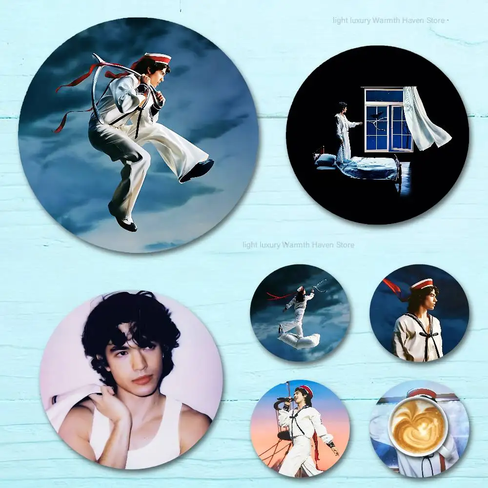 

C-Conan G-Gray Wishbone Heat Resistant Round Wooden Coasters Non-slip Drink Cafe Decoration 2D Flat Color Print Coasters