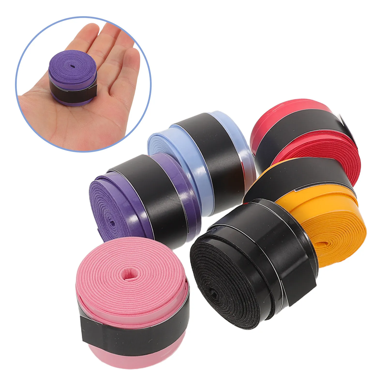 

6Pairs Badminton Racket Overgrip PU Anti Slip Absorbent Handle Tape Sweat Grip for Tennis Badminton Training Match