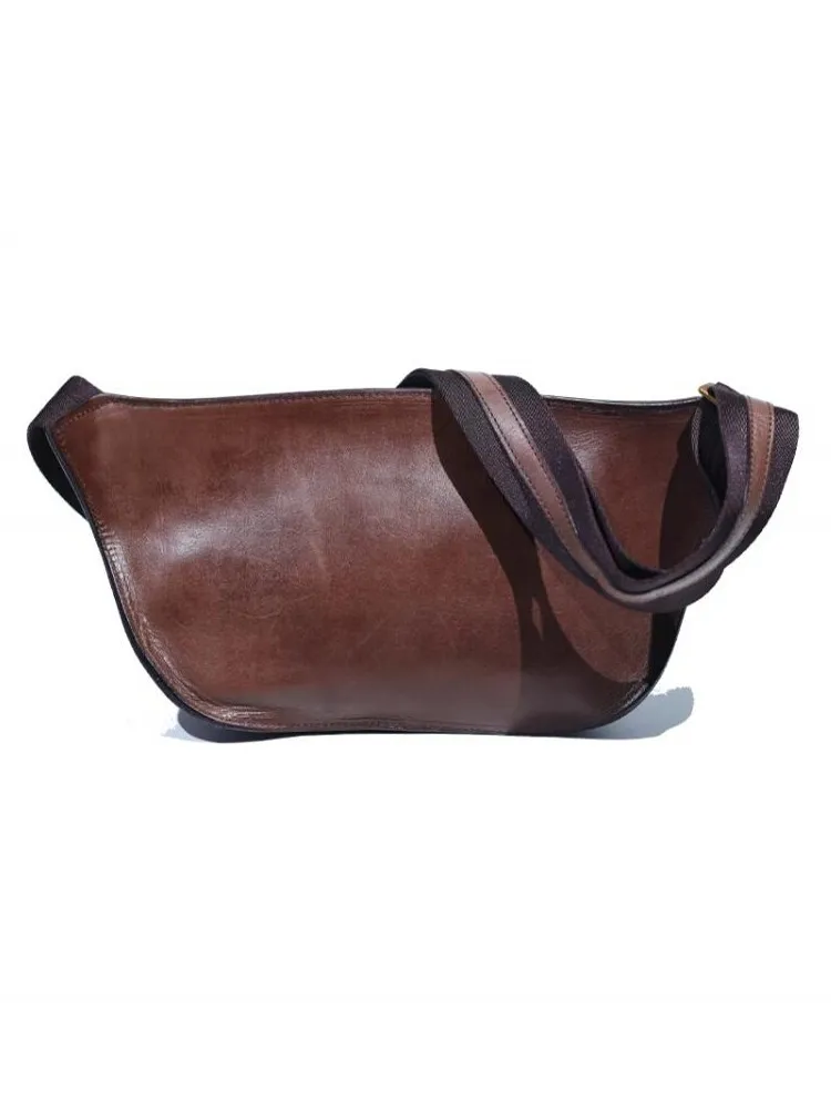 Vintage Mens High Quality Cowhide Genuine Leather Shoulder Bag Casual Strap Crossbody Chest Bag Handmade Comfortable Sling Bag