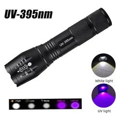 2in1 LED UV Flashlight Ultraviolet 395nm Zoom Flashlight Lantern Ultraviolet Curing Cat  Pet Scorpion Money Check Lighting Lamp