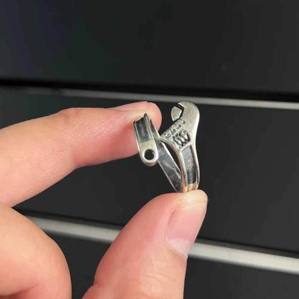 Exquisite Adjustable Wrench-Shaped Open Ring Silver Plated Heavy Duty Spanner Finger Ring Hip-Hop Punk Biker Jewelry Gift