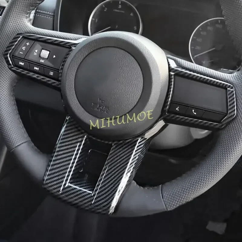 

For Mitsubishi L200 Triton 2024 2025 Car Steering Wheel Switch Button Panel Cover Trim Accessories - ABS Carbon Fiber Look