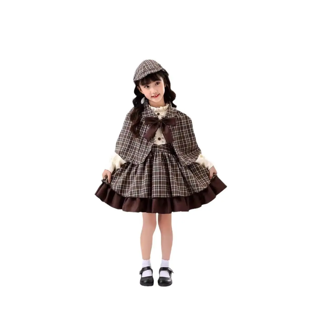 loween erlo Holmes Cosplay Detective Costume Women's Role Performance Outfit Briti Sle Mother-Daughter Matching