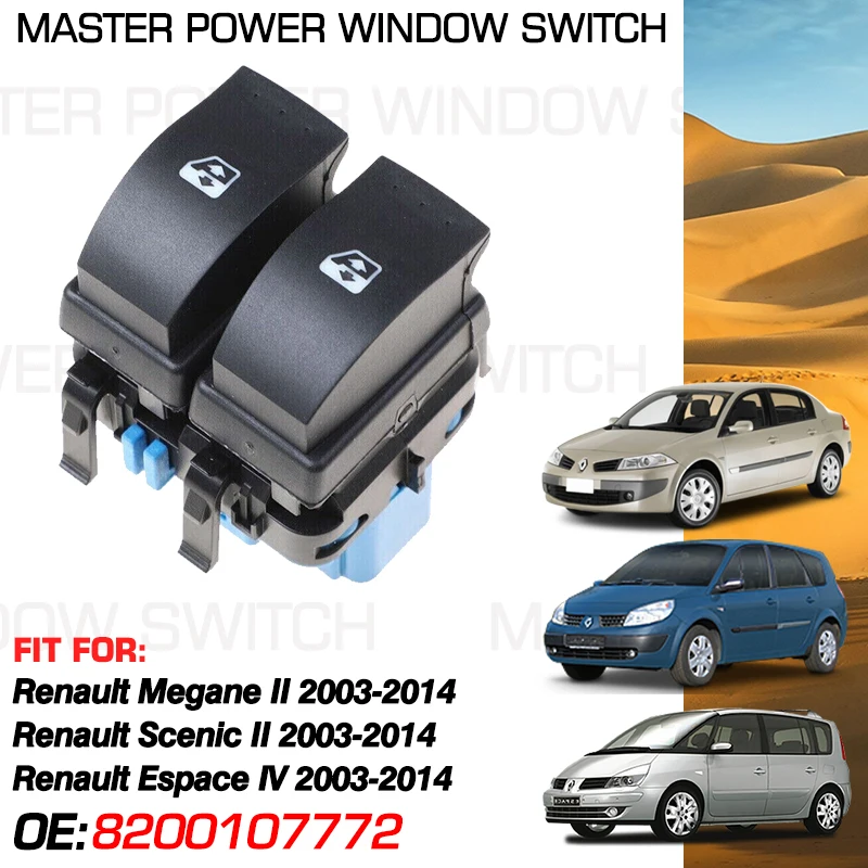

Electric Master Window Control Switch 8200107772 10 Pins For Renault Megane II Renault Scenic II Renault Espace IV 2003-2014