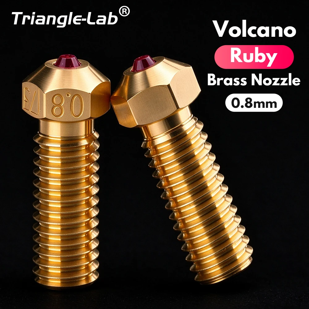 Trianglelab® 0.8mm Volcano Ruby Brass Nozzle, 1.75mm Filament Wear Resistant 3D Printer Nozzle for Carbon Fiber Glass Fiber