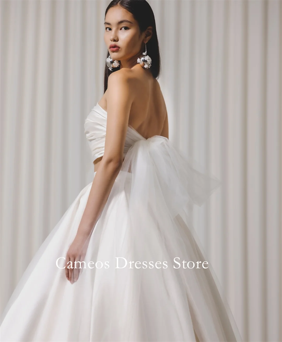 SONDR Customized Strapless Sleeveless Wedding Dresses Simple Two Pieces Satin Corset Korea Brides Gowns Women Bridal Dresses