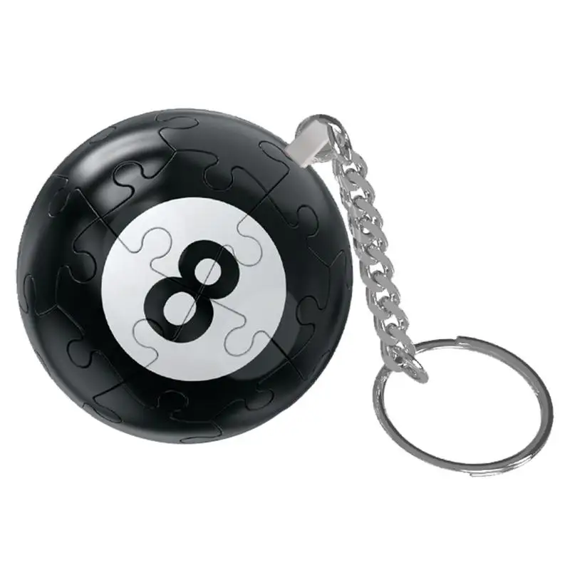 3D Spherical Puzzle Black 8 Ball 3D Puzzle Sphere Keychain Toys Bag Pendant For Billiards Enthusiasts Brain Teaser Puzzles For