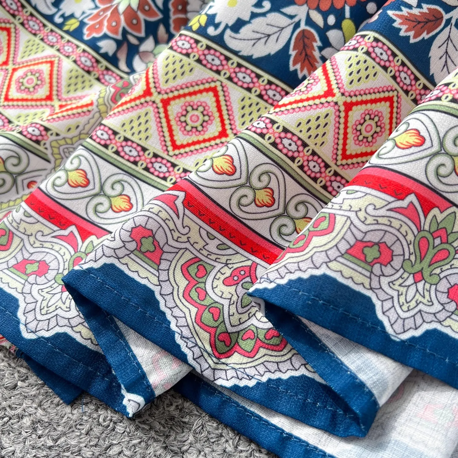 Abito lungo bohémien con stampa floreale vintage Paisley Abito lungo da donna con scollo a V Manica lunga a lanterna Cintura monopetto Slim Boho Vestidos