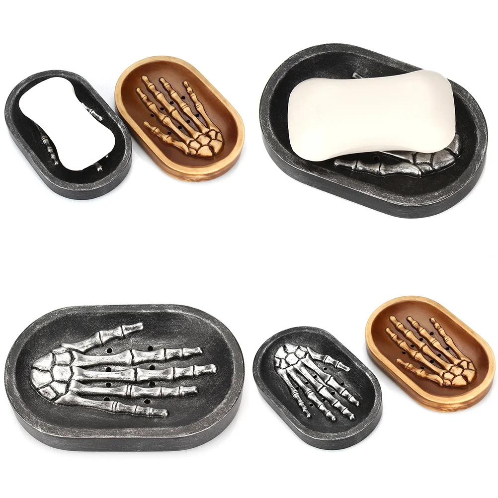 

1Pcs Black Hand Soap Container Resin Soap Tray with Draining Holes for Bathroom Kitchen Shower Organizer