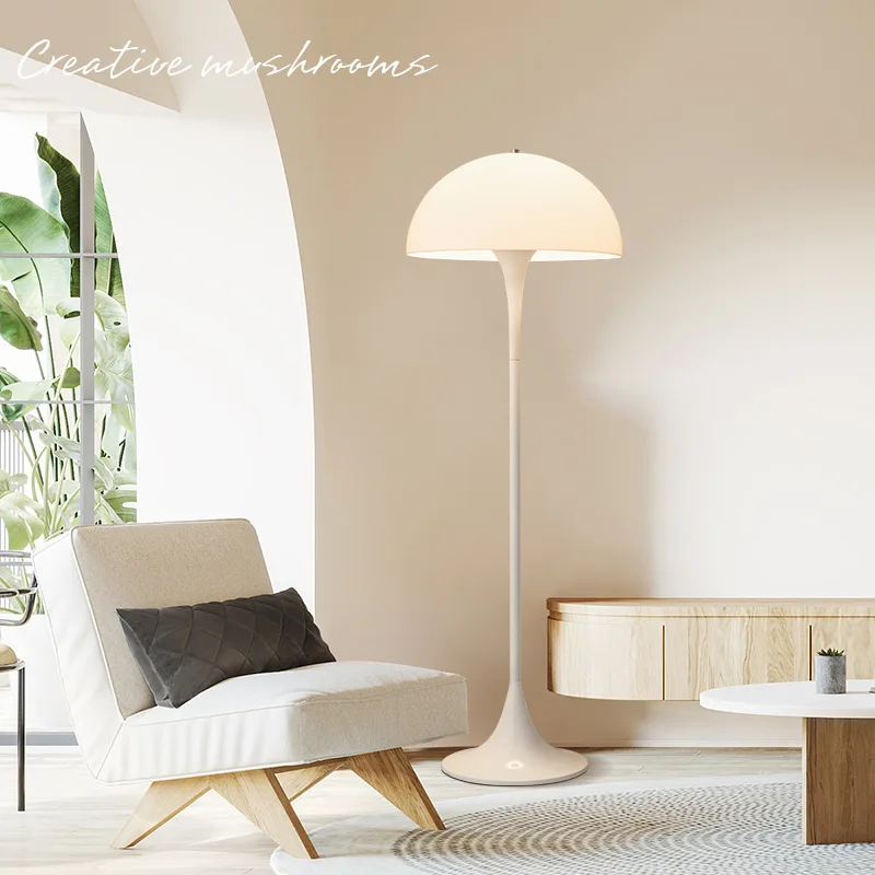 

Danish Designer Cream Style White Floor Lamp Personalized Ins Simple Study Living Room Bedroom Bedside Mushroom Led Table Lights