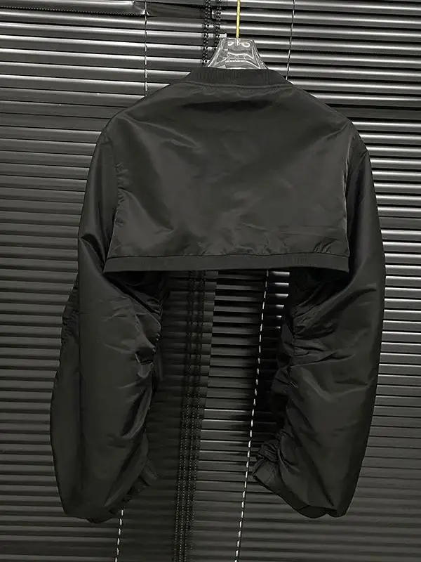 バイカージャケット レディースジャケット ダブルブレスト レザー プレスプリーツ クロップド レイヤード ミニマリスト クラブウェア 吸汗速乾 人気