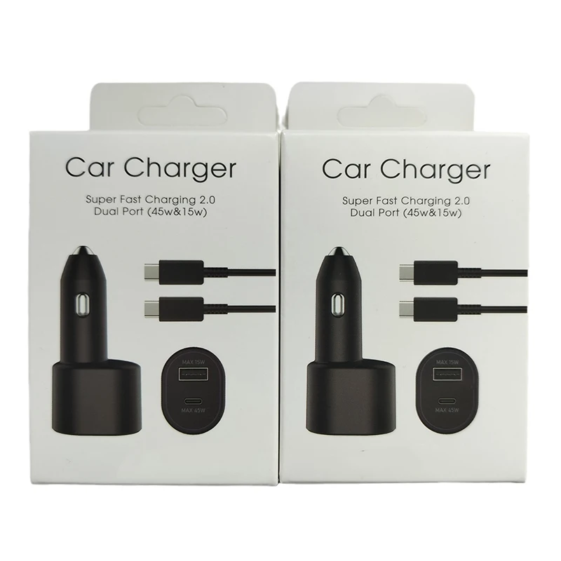 USB Car Charger Super Fast Charging 45W 15W Dual Port C PD Auto Car Charger Suitable For Apple Huawei Samsung Car Charger