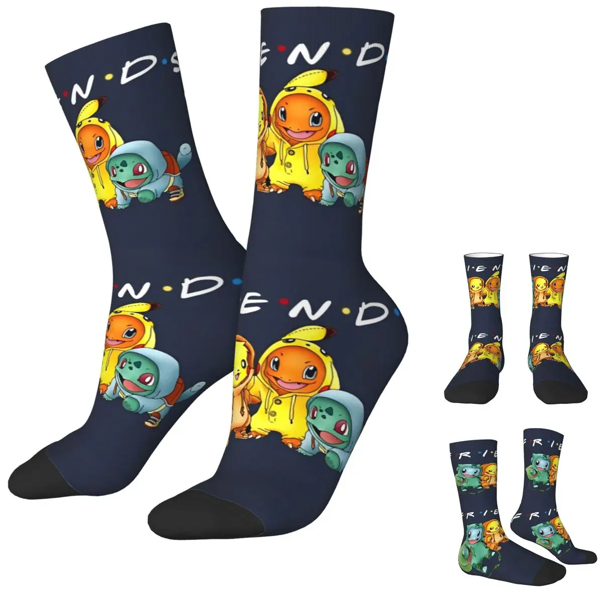 Chaussettes de Noël coordonnantes Pikachu pour hommes, bas vintage, design d'escalade d'hiver, cadeau de qualité, joyeux Noël