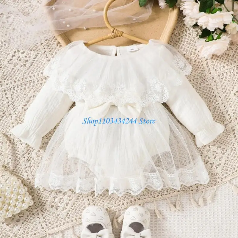 أنيقة الرضع فتاة الدانتيل ارتداءها بأكمام طويلة ملابس أطفال مريحة ملابس الطفل الرضع بذلة من الدانتيل ملابس الحفلات