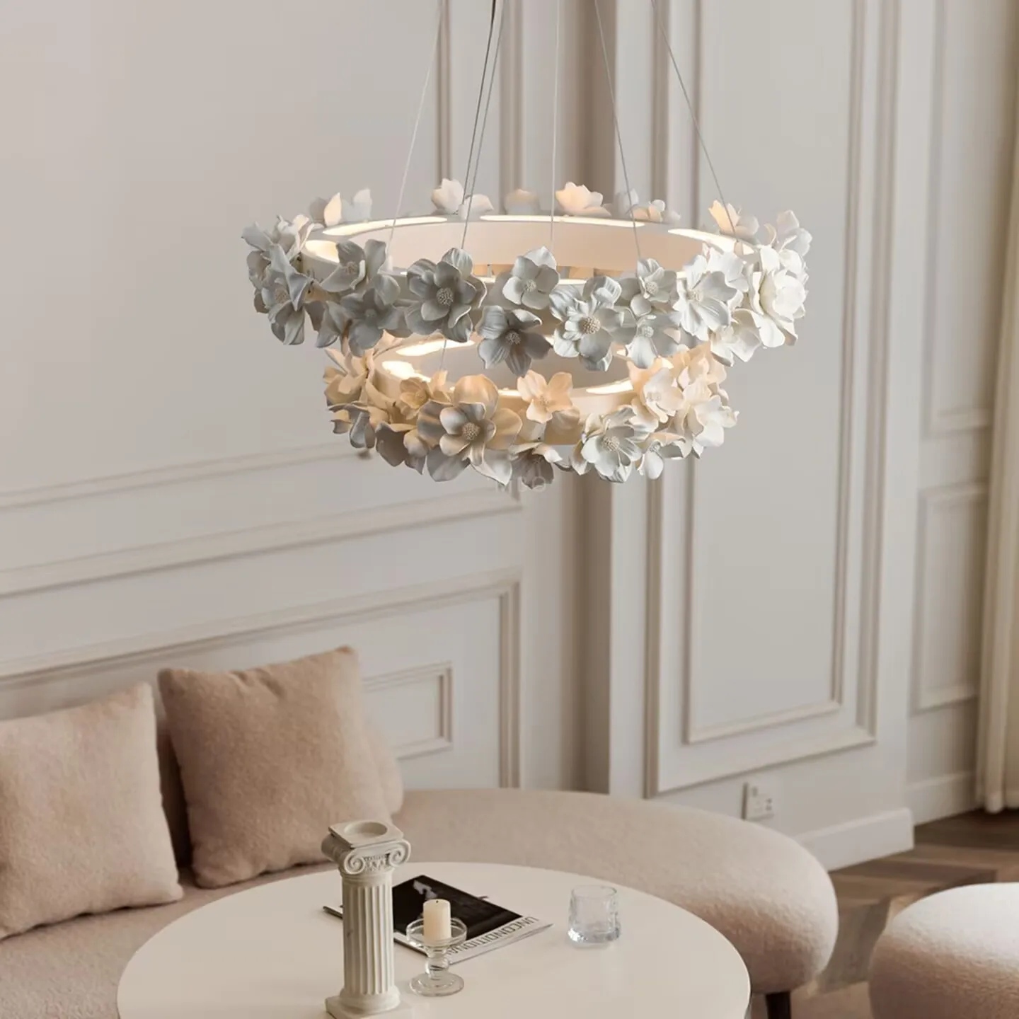 ثريا زهرية بسيطة على الطراز الفرنسي، ضوء رئيسي لغرفة المعيشة، مصباح غرفة نوم رومانسي مستدير عتيق، مصباح فني منحوت