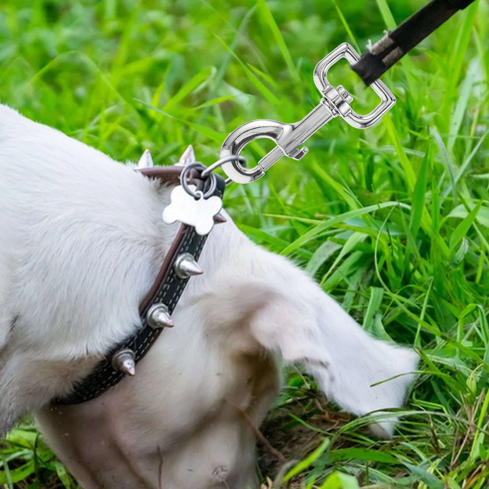 

2Pcs Dog Leash Clasp Heavy Duty Bolt Snap Hook Stainless Steel Swivel 360 Rotating Pet Leash Connector Pet Restraint Connectors