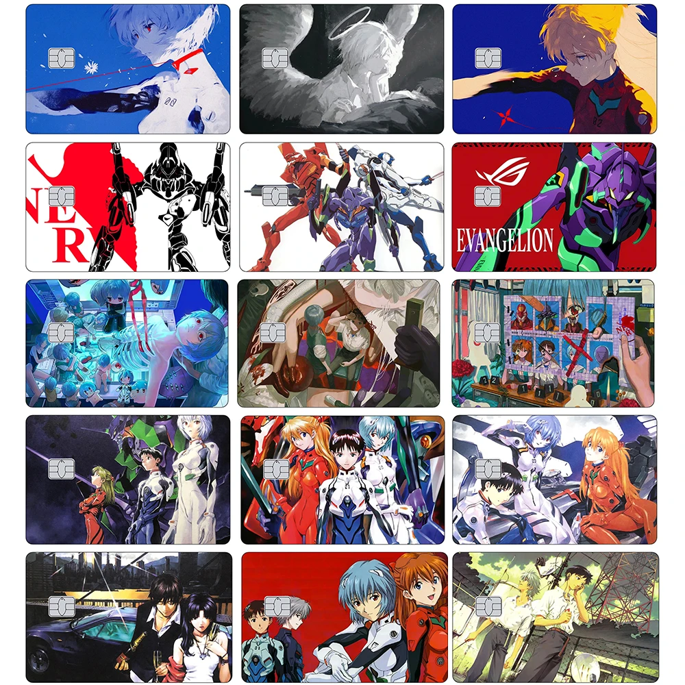 ملصقات جلدية لبطاقة الائتمان أنيمي إيفانجيليون أسوكا لانغلي سوريو ملصق غير لامع مناسب لبطاقة بنك VISA JCB وبطاقة Mastercard