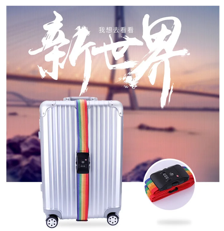 TSA Password Customs Lock Luggage Cross Belt Adjustable Travel Suitcase Band Luggage Suitcase Rope 2M Straps Travel Accessories