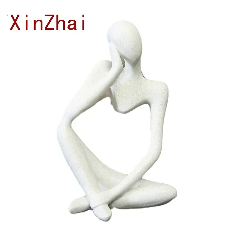 VILEAD Natural Sandstone Meditation Figurine Miniatures Thinker Statuettes Home Decor Creative Souvenirs Gifts for New Year