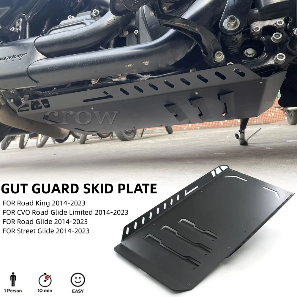 

Motorcycle Skid Plate Lower Engine Base Chassis Guard Protection Black For Harley CVORoad Glide Road King Street Glide 2014-2023