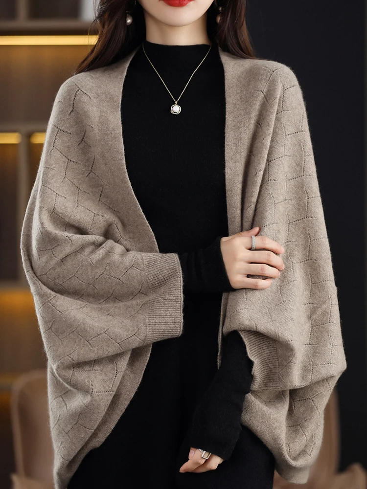 Meetc luxo feminino 100% caxemira oco xale espinha de peixe padrão cachecol quente moda versátil capa outono inverno acessório